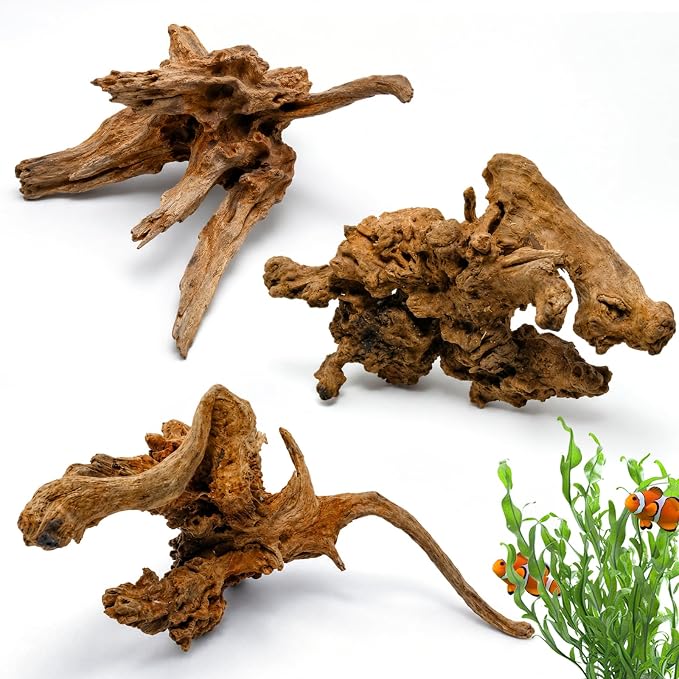 3PCS 8" Natural Driftwood for Aquarium & Reptile Tank, 7–8 Inches Unique Wood Decor for Fish Tank, Turtles, Lizards, Snakes, Natural Driftwood for Home Decor