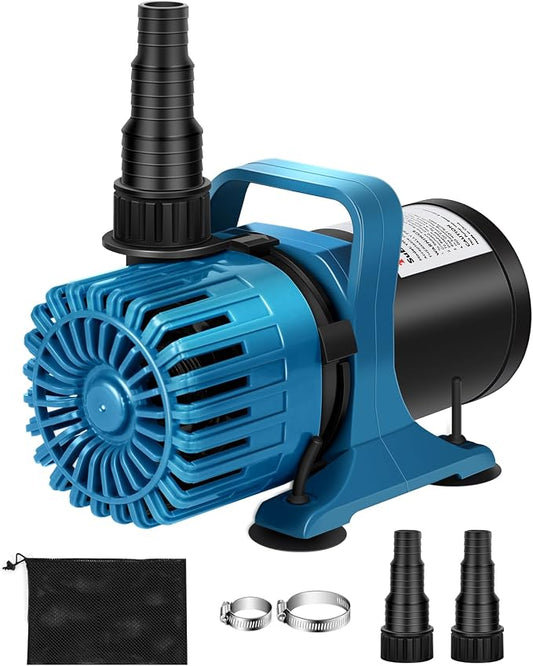 TONGCHANT 1800 GPH Pond Pump for Fish Pond Fountain & Waterfall, 14FT Lift | 100W Submersible Water Pump with 180° Rotatable Nozzle, Filter Bag & 20FT Cord, Ultra-Quiet Operation, UL listed