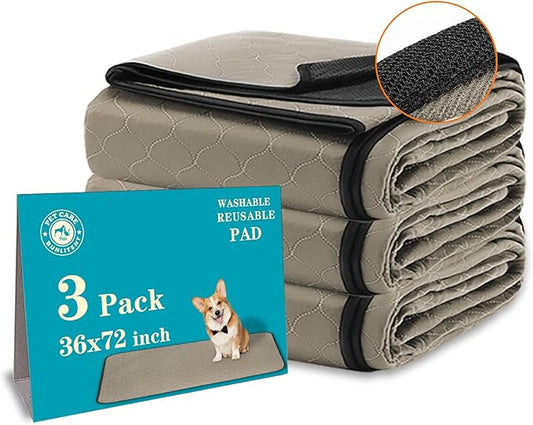 Bunlitent Washable Pee Pads for Dogs 36" x 72", 3 Pack, Reusable Puppy Pads, Dog Training Pads with Quick Dry, Large Anti-Slip Whelping Pad for Pet, Playpen, Incontinence, Housebreaking
