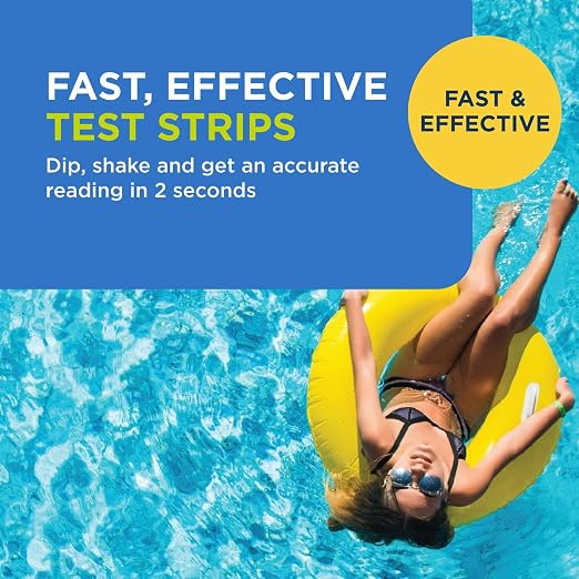 FROG Test Strips for Pools and Hot Tubs - Test Strip with Accurate Indicator for Free Chlorine or Bromine Levels, pH, Total Alkalinity and Total Hardness - Easy Water Testing - 50 Test Strips