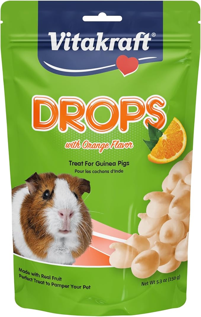 Vitakraft Drops with Orange Flavor Guinea Pig Treats 5.3 oz Bag Delicious Yogurt Enriched Snacks with Vitamin C Essential Nutrients and Wholesome Nourishment for Small Pets