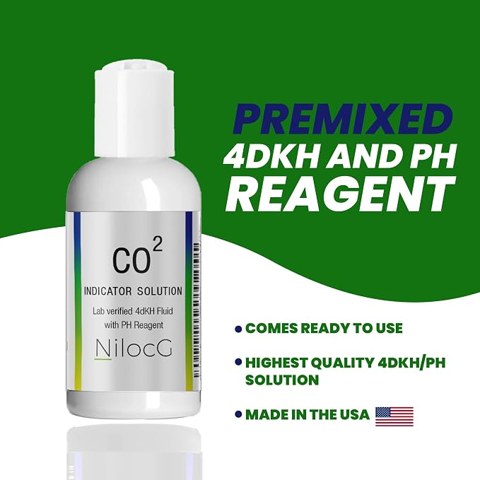 NilocG Aquatics Glass CO2 Drop Checker – CO2 Monitor Kit for Aquarium Tank – Functional and Reliable – Transparent Drop Checker, 4dkh/pH Reagent Solution and Suction Cup