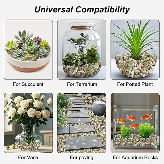 Landscaping Pebbles, Green River Rocks, Ornamental Decor Stones, 5 Pounds | Garden Gravel Filler For Flower Bed, Fish Tank, Plants, Vases, Succulents, Indoor And Outdoor Home Decoration
