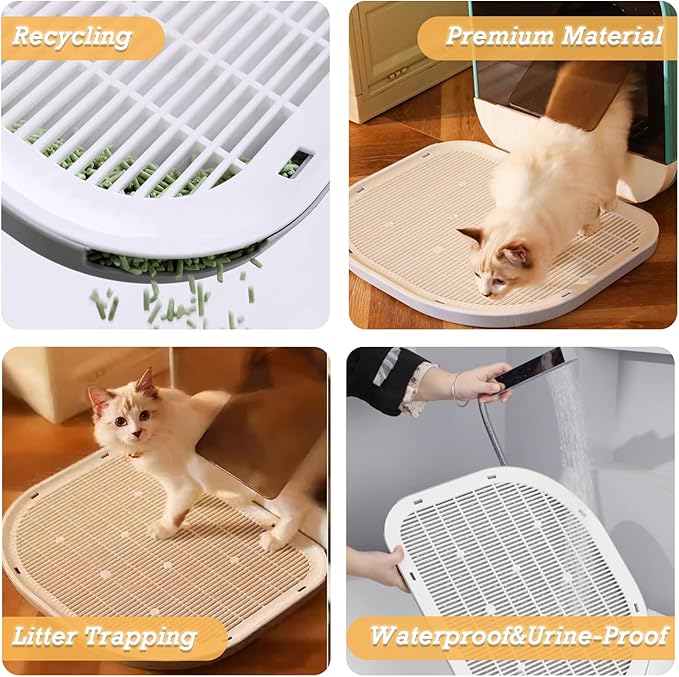Cat Litter Mat Litter Trapping Mat,19.29"×14.96",Cat Litter Box Mat for Floor,Large Litter Matt for Cat Litter Box,Kitty Litter Mat Catcher,Waterproof Urine Proof,Washable,Easy Clean,Less Waste (Grey)