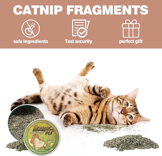 Organic Fresh Dried Catnip for Cats,100% Natural,Safe & Non-Addictive Catnip,Refillable Catnip Toys for Cats & Kittens, 50 Grams（1.8 OZ）