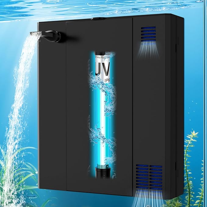 Aquarium Filter UV Green Clean Machine for 15-40 Gallon Fish Tank Crystal Clear 100GPH