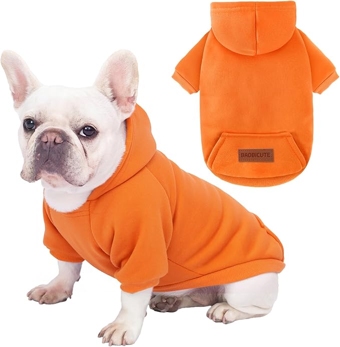 2 Pack Dog Hoodie Warm Hood Dog Sweater Cold Weather Small Dogs Sweatshirt Comfort Pet Clothes for Small Medium Dogs with Pockets (Orange, XL (Back: 16.5",Chest: 21.6", 12.8-17lbs))