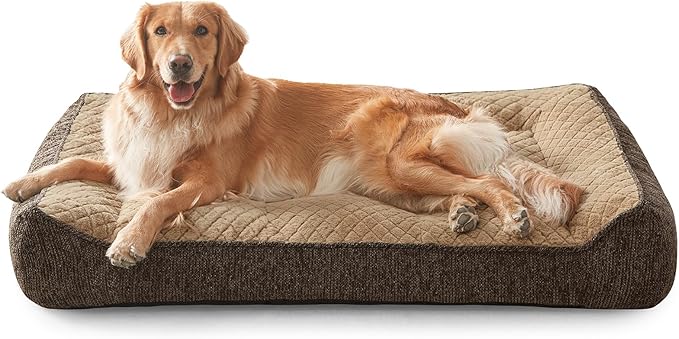 JOEJOY Extra Large Orthopedic Dog Beds Large Sized Dog, Extra Thick Supportive Big Dogs Bed with Sides and Waterproof Lining, Ultra Soft Pet Bed Sofa, Brown, 48''x35''