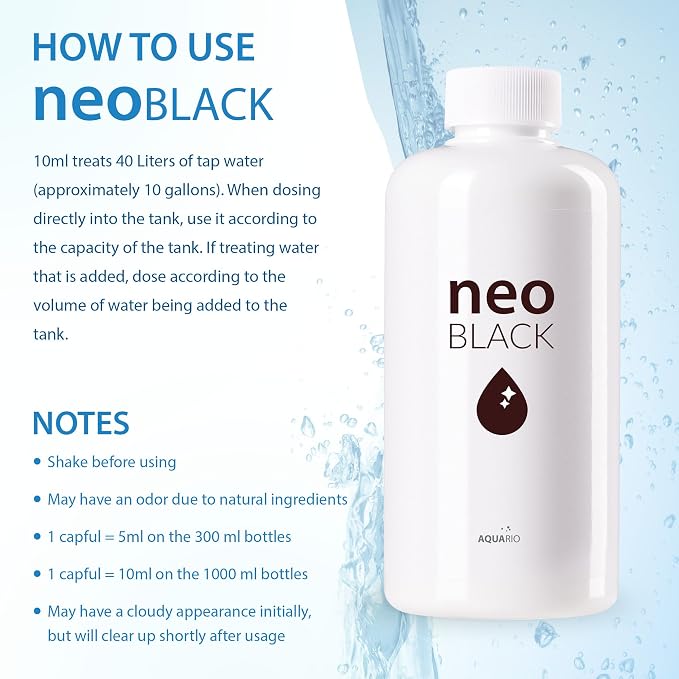 Aquario Neo Black - Blackwater Aquarium Conditioner for Freshwater Planted Aquariums - Promotes Spawning & Plant Growth for Biotope Aquariums - Liquid Humic & Fulvic Acid Fish Tank Conditioner- 1000ml