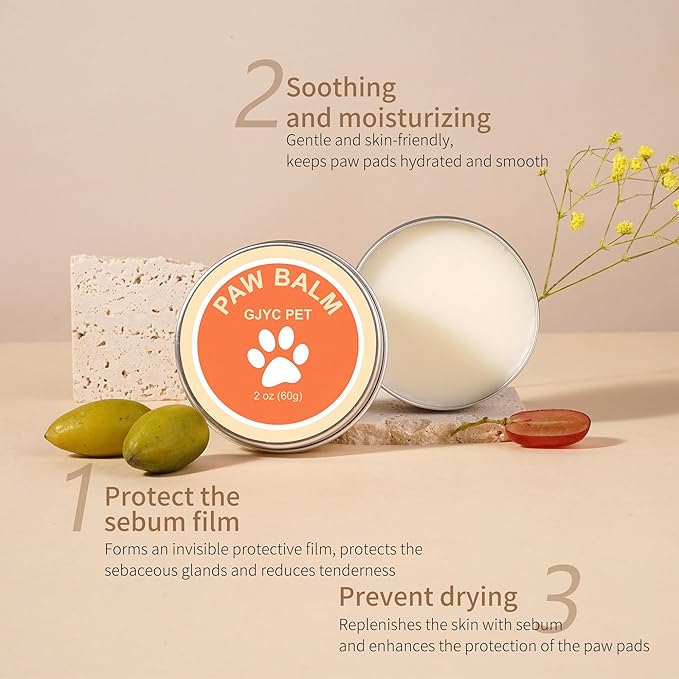 2 oz (60g) Natural Dog Paw Balm - Organic Lickable Moisturizing Cream for Paws, Snout & Elbows | Heals Dry, Cracked Skin | Vitamin E & Food-Grade Ingredients