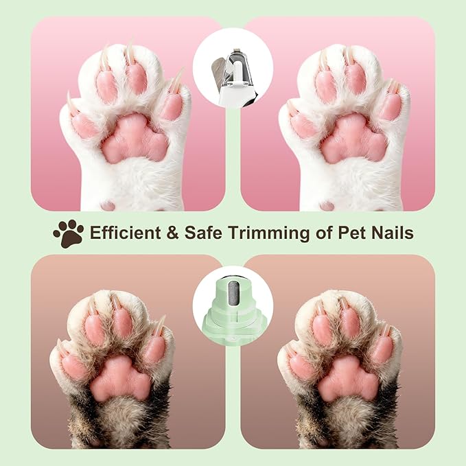 2-in-1 Dog Nail Clippers & Dog Nail Grinder with 2 LED Lights, Ultra-Quiet, Multiple Grinding Methods, USB Rechargeable and Splash Guard for Small, Medium, and Large Dogs & Cats (Green)