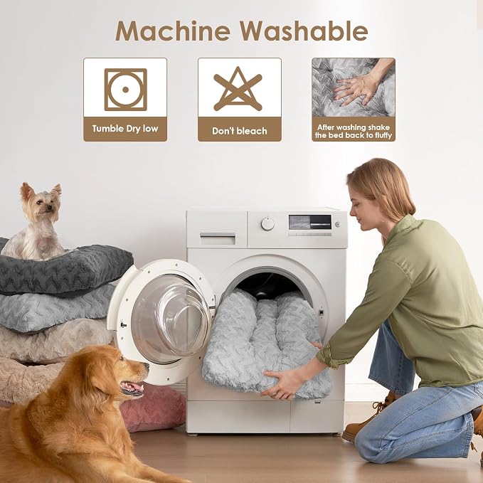 EHEYCIGA Washable XL Dog Bed for Crate 41x27 Inch, Kennel Pad for Extra Large Dogs Up to 65 lbs, Plush and Comfy Pet Sleeping Mat, Grey