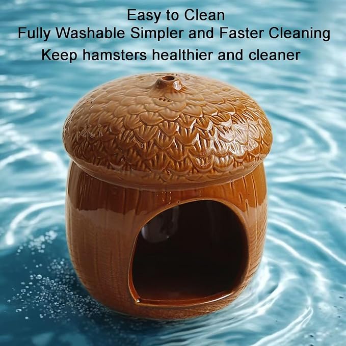 Hamster Hideout, Ceramics Hamster CageHabitat,Hamsters Houses and Hideouts for Syrian Dwarf Hamsters Guinea Gerbils Lemmings or Other Similar-Sized Small Pet Small Animal Bed (Pinecone-Shaped)