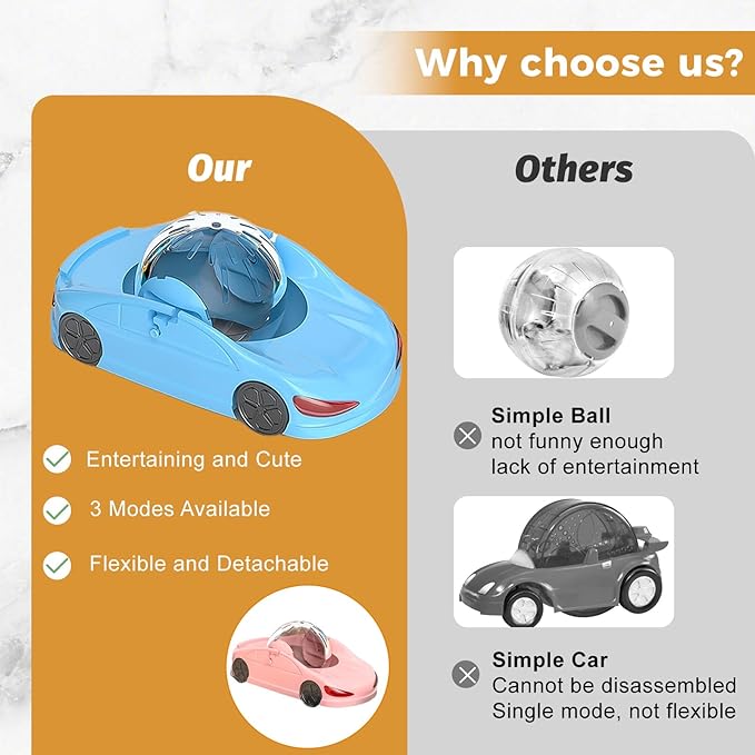 Hamster Exercise Ball Sports Car,Hamster Car with Detachable Transparent Ball,3 Modes Available,Suitable for Dwarf Hamsters Small Pet - Safe, Breathable and Cute (Blue + Pink, 5.7")