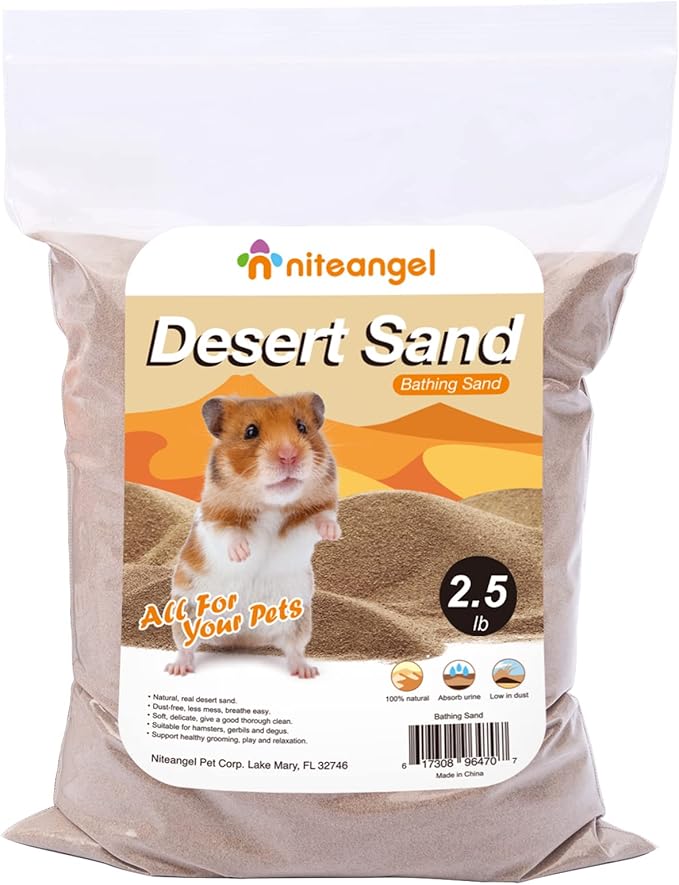 Niteangel Hamster Desert Bath Sand | No-Dust Bath or Potty Litter for Hamster Chinchillas Gerbil Mice Degu or Other Small Pets