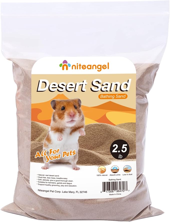 Niteangel Hamster Desert Bath Sand | No-Dust Bath or Potty Litter for Hamster Chinchillas Gerbil Mice Degu or Other Small Pets (Pack of 2)