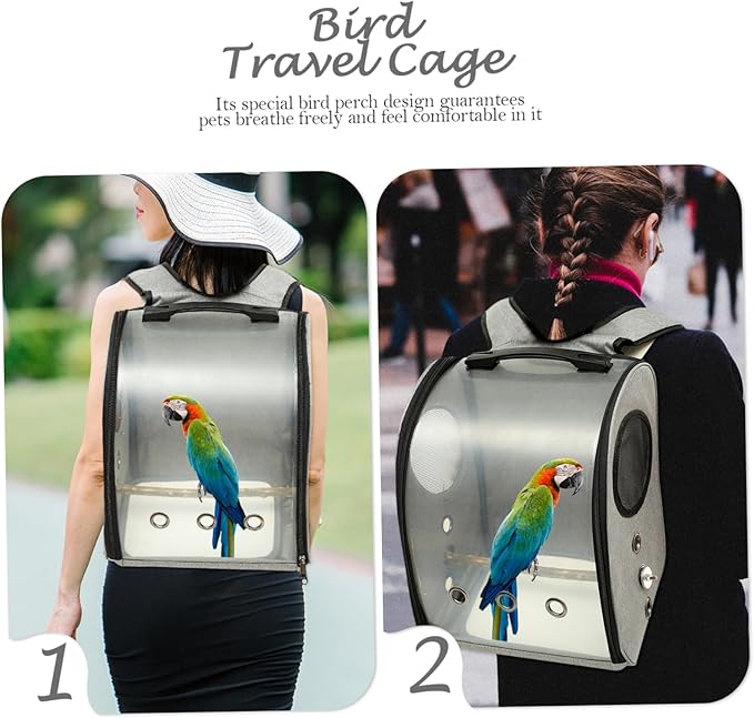 Milisten Parrot Carrier Backpack Breathable Design and Standing Perch for Outdoor Travel Portable Bird for Hiking Camping and Daily Walks