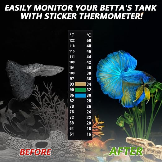 6 PCS Aquarium Thermometer Strips, 61-122℉(15-50°C) Digital Adhesive Fish Tank Thermometer Sticker Easy-to-Read Temperature Sticker Display for Aquarium Fish Tank Brewing
