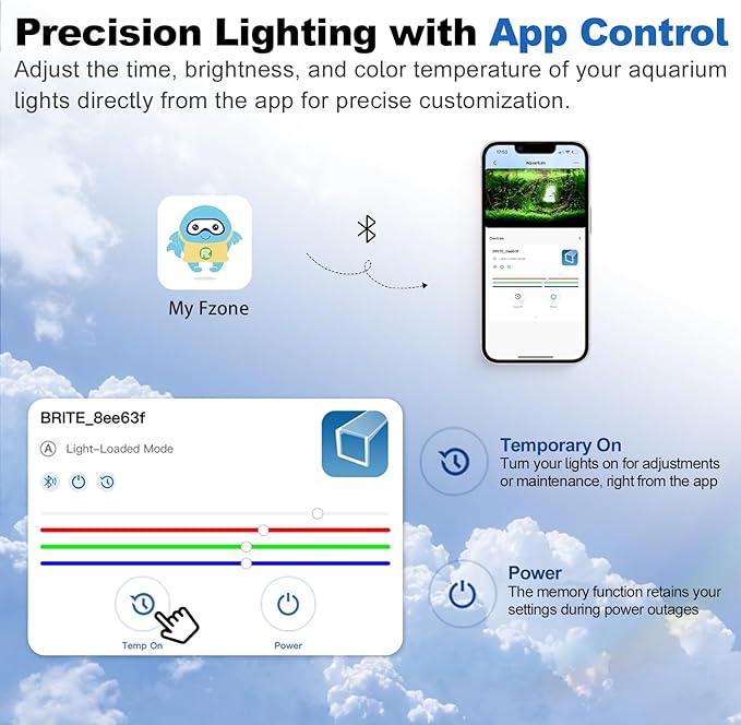 FZONE Aquarium Light for Plants, 36W LED Fish Tank Light for 24–31‘’, Full Spectrum with APP Control, Timer & Sunrise/Sunset (Light 60)