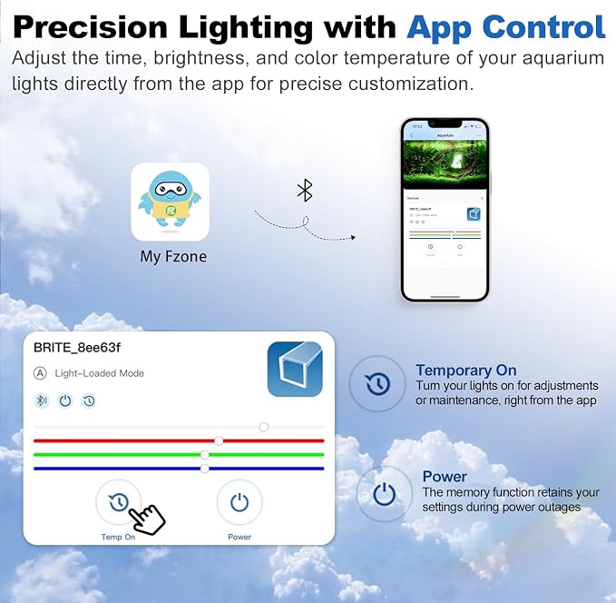 FZONE Aquarium Light for Plants, 72W LED Fish Tank Light for 47–55 ", Full Spectrum with APP Control, Timer & Sunrise/Sunset (Light 120)