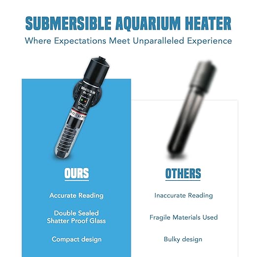 JOR Submersible Betta Heater with Sticker Thermometer for Aquarium & Frog Terrarium, Homebrewing, Aquaponics & Seed Germination (25 Watts)