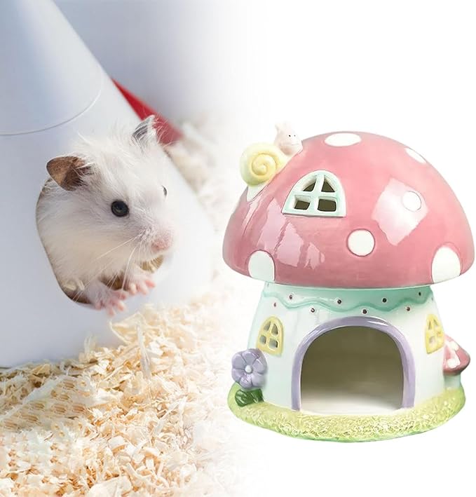 Hamster Hideout Hedgehog House Sturdy Sleeping Nest Decoration Small Pets Play Hut for Chinchilla Small Animals Dwarf Hamster, Pink