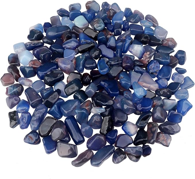 Aquarium Gravel 0.96LB Vase Filler Home Decor Fish Tank Crushed Stones Natural Pebbles Succulent Rocks Polished Irregular Shaped Bulk - Blue