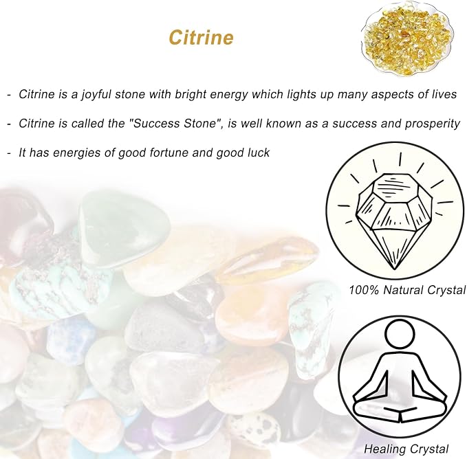 Erliway Citrine Crystal Chips Bulk for Vase Filler Crafts, 0.5 lb 7-9 mm | Natural Crushed Crystal Stone for Spell Jar, Aquarium Gravel, Reiki Healing Meditation, Jewelry Making, Resin Art, Home Décor