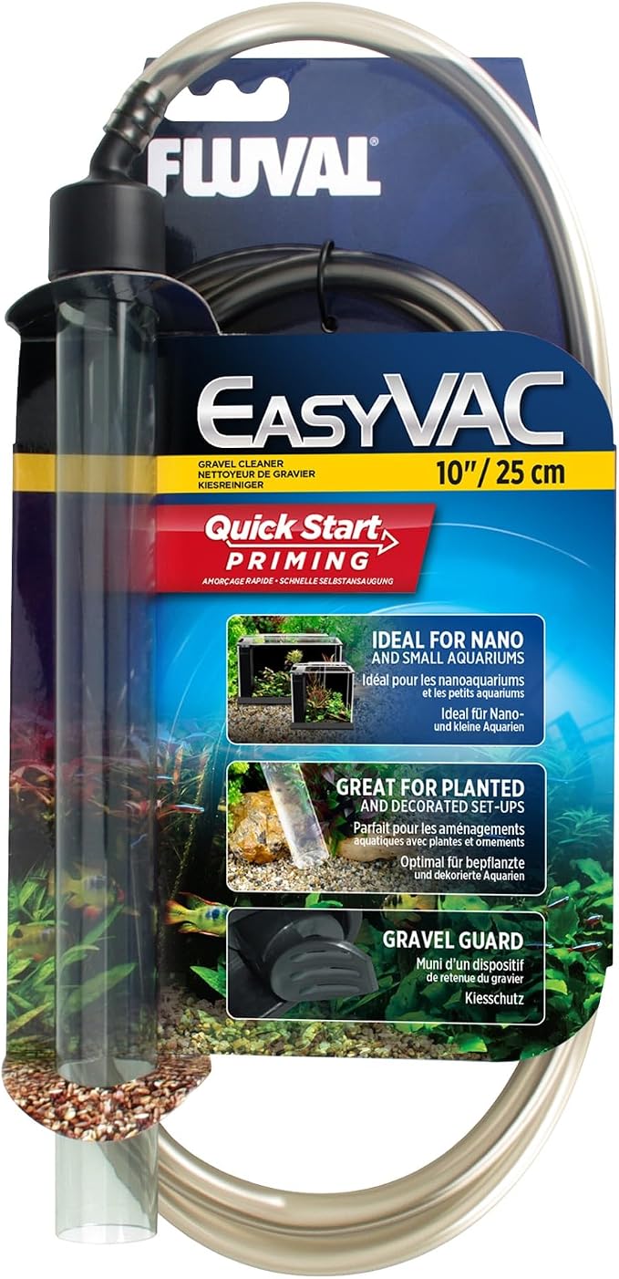 Fluval EasyVac Compact Aquarium Gravel Cleaner for Small & Nano Fish Tanks | Compact Vacuum Siphon for Planted Aquariums, Gravel Cleaning & Water Changes, Mini