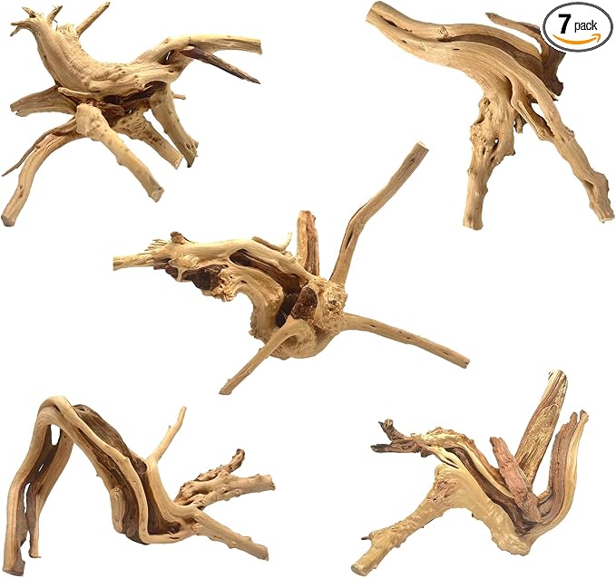 WDEFUN Natural Spiderwood for Aquarium Decor 7-Piece 4''-8'' Long Natural Driftwood Branches for Fish Tank Decorations