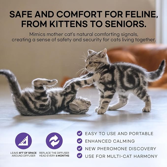 Premium Cat Pheromones Calming Diffuser - Relaxing Stress & Anxiety Relief for Cats, Multi Cat Homes, 2 Pack