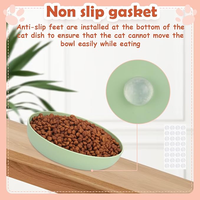 10 Pcs Whisker Fatigue Cat Bowl, 5.5 Inch Shallow Cat Food Dish with Non Slip Feet Flat Cat Food Plates Kitten Cat Food Bowl Set for Wet Food and Water