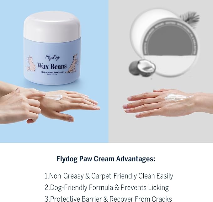 Flydog Lick-Safe Dog Paw Cream – Non-Greasy Paw Pad and Nose Balm for Dogs, Fast-Absorbing Avocado Plant Formula, Winter Paw Balm for Outdoor Dry Cracked Pads & Snout (50ml)