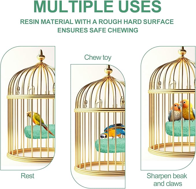 2pcs Ice-Cream Shape Bird Beak Grinding Stone, Bird Cage Perch Parrot Perch Stand Platform Foot Claw Trimmer Grinder Trimming & Chewing Toys Accessories for Budgies Cockatiels Parakeets Conures