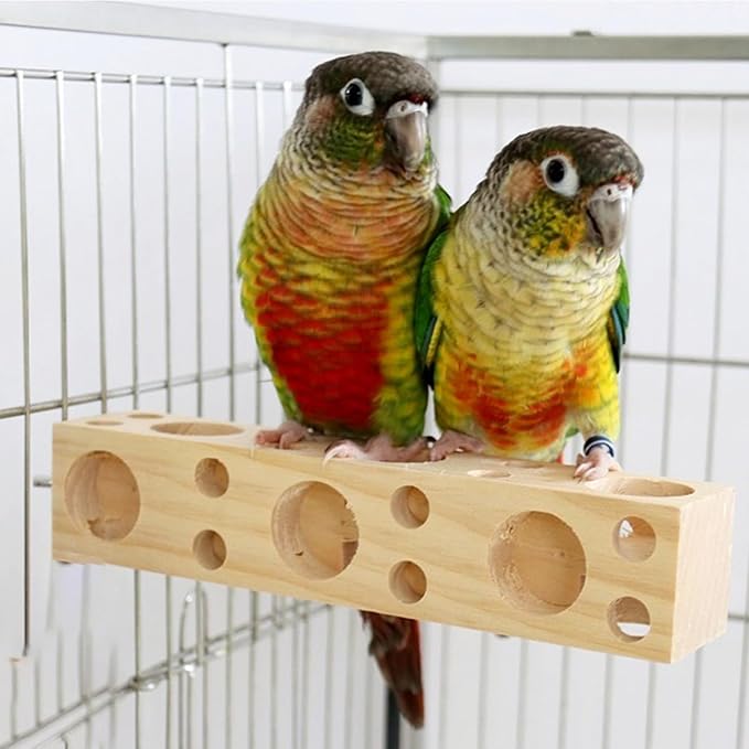 Bird Wooden Block Chewing & Foraging Training Toys for Small Animals - Shredding & Biting Wooden Bird Cage Accessories & Teething Toys for Lovebirds, Parakeets & Cockatiels
