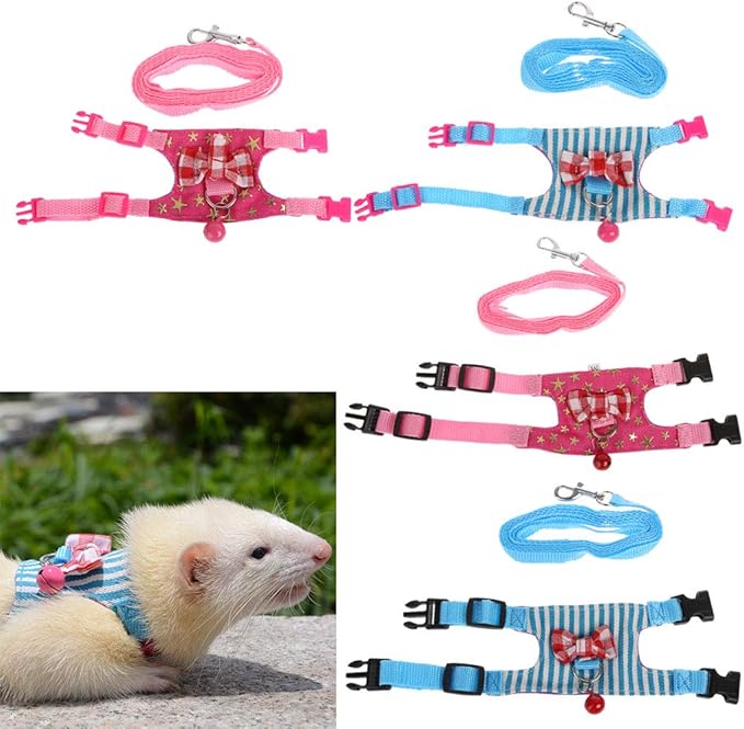 Bow Small Pet Leash Harness Vest Adjustable Comfortable Walking Training for Chinchilla Hamster