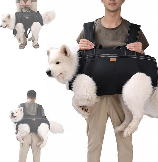 Dog Lift Harness Backpack Carrier for Large Dogs, Full Body Sling with Handle, Dog Harness for Joint Injuries, Arthritis, Ideal for Stairs, Elderly Dogs (Black 2XL 50-66 LBS)