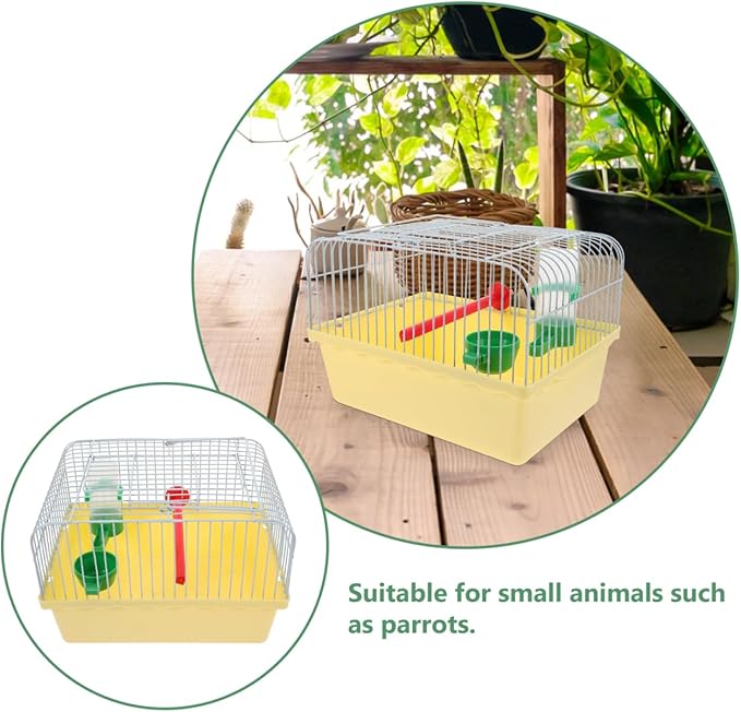 Toddmomy Portable Bird Cage with Waterer Food Box and Perch Lightweight Spacious Travel Bird Carrier for Parakeets Lovebirds 9.25X6.49X6.37 Inch