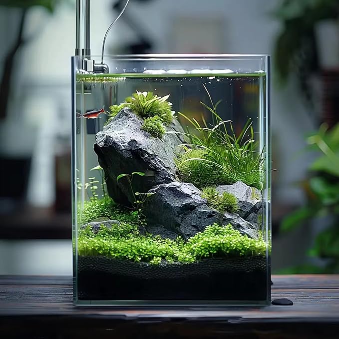 Vimvins 5 Gallon Glass Fish Tank, Easy to Maintain Small Aquarium for Betta/Snails/Shrimp and Aquatic Planting.
