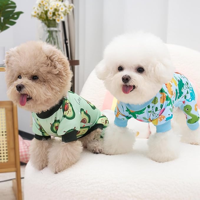 XPUDAC 4 Pack Dog Pajamas Soft Strechy Summer Puppy Clothes for Small Medium Dogs Boy Girl Cat Apparel-X-Large