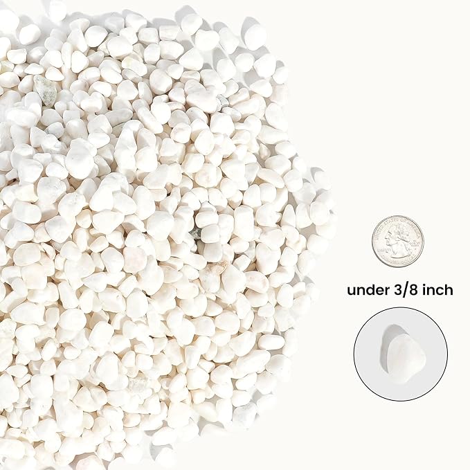 12 LBS Natural Gravel for Fish Tank, StoneCreek Betta Fish Aquarium Gravel, Vase Filler, River Rocks, Fish Tank Decorations, Perfect for Aquarium Decor, Fish Tank, & Indoor Plant, White