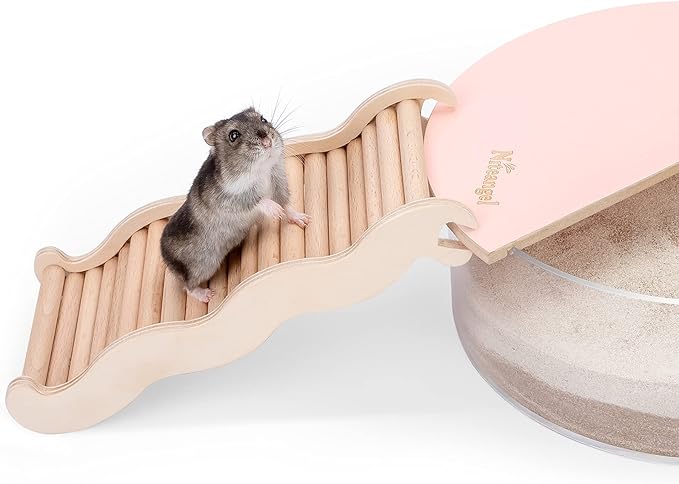 Niteangel Hamster Climbing Toy Wooden Ladder Bridge for Hamsters Gerbils Mice and Small Animals (Medium - 8.26'' L)