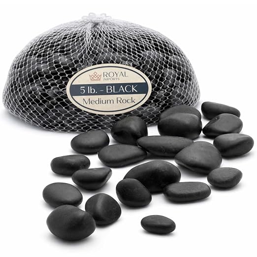 Royal Imports River Rocks, Aquarium Gravel – Black 1"- 1.5" - 5 lbs | Decorative Ornamental Vase Filler Pebbles for Potted Plants, Terrariums, Vases, Succulents, Fish Tank Gravel, DIY & Crafting