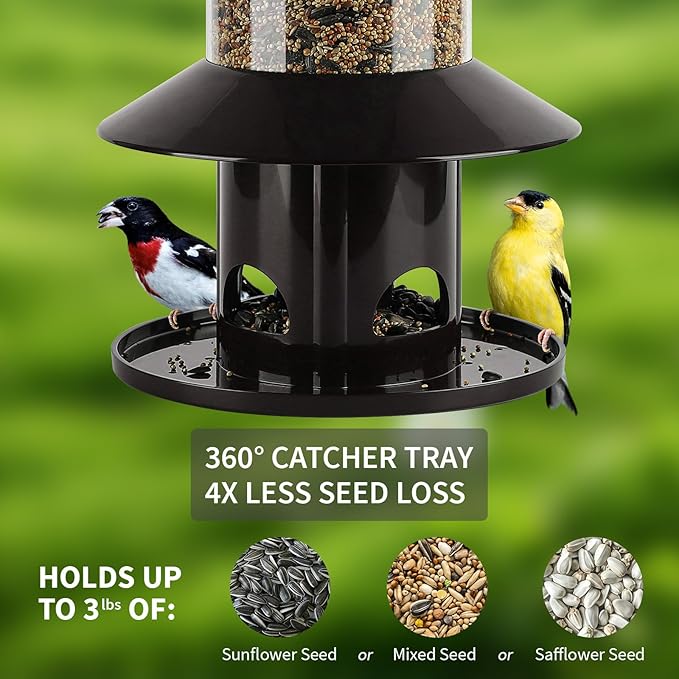 Squirrel-Proof Bird Feeder for Outdoor Hanging Wild Bird Seeds.