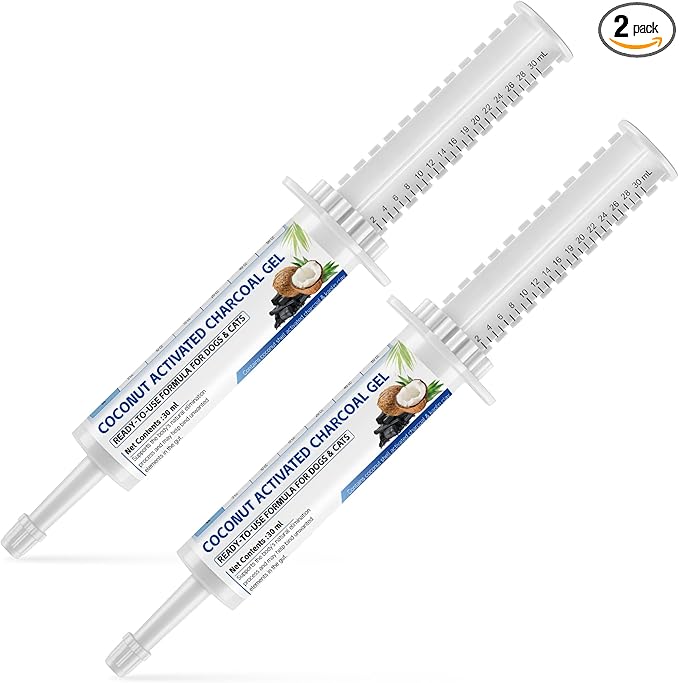 Pet Emergency Activated Charcoal Paste 30 ml (2 Tubes), Toxin Absorber for Dogs & Cats, Digestive Health Support, pet First Aid Kit Essential for Multi-Pet Households