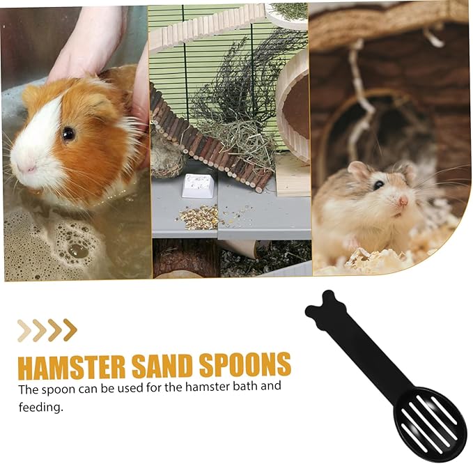 Levemolo 5-Piece Hamster Dust Bath Kit Chinchilla Sand Scoop Bathroom Sand Shovel Colander Spoon Easy- Material for Pet Grooming Random Color