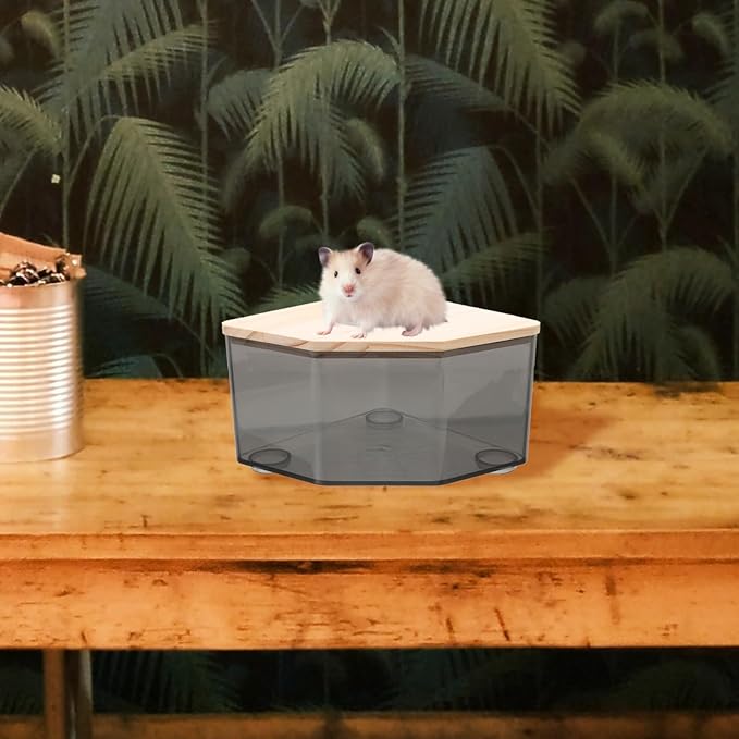 Mikikit Hamster Sand Bath Box Transparent Dust Bath for Chinchilla Pets Cute Design for Fun Bath Durable Construction Hamster Bathroom Accessories