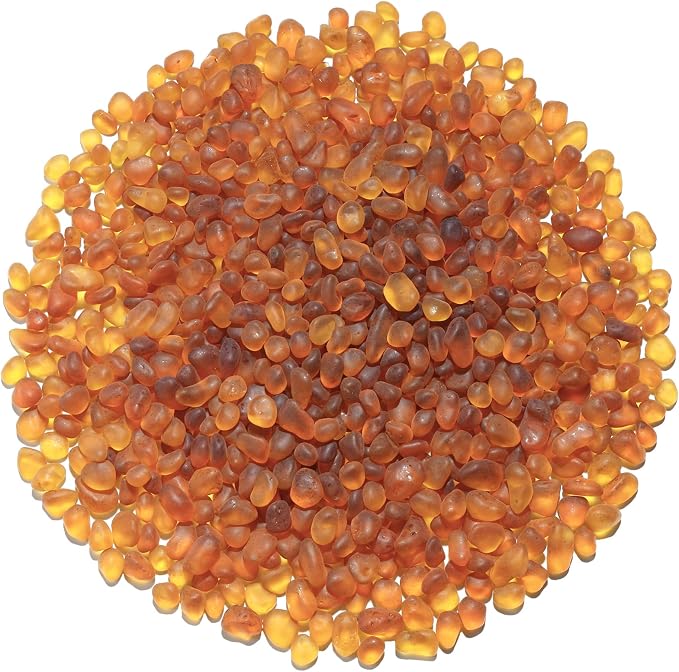 QYGL Sea Glass Stones - 0.9LB Amber Frosted Glass Pebbles Gemstones | Perfect for Aquarium Rocks, Fish Tank Gravel, Vase Fillers, DIY Crafts, and Home Decor