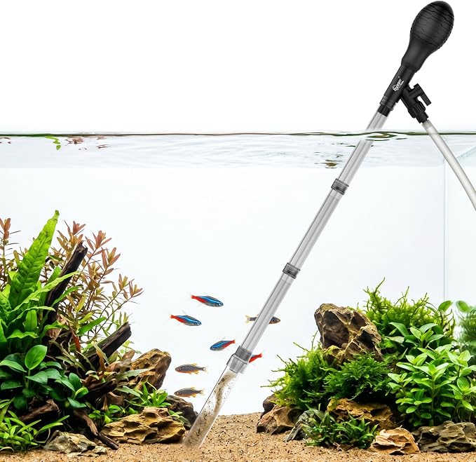 hygger Aquarium Gravel Vacuum Siphon, Adjustable Flow Manual Fish Tank Water Changer for Sand Cleaner with 6.5 Ft Hose, Suction Ball, Aquarium Gravel Cleaner Adjustable Length (Up to 30 Gal Tank)