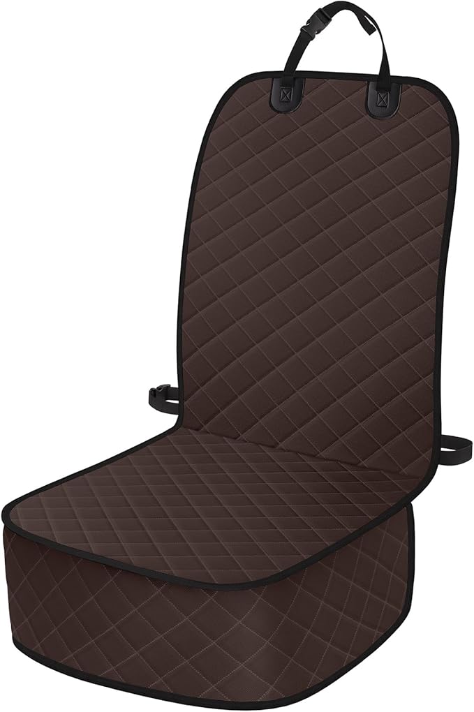 ELONGRIVER Dog Car Seat Covers, Waterproof Front Seat Cover for Dogs, Scratch-Proof, Nonslip Pet Passenger Seat Cover Protector, Universal Fit for Cars Trucks SUVs, Standard Size, Dark Coffee
